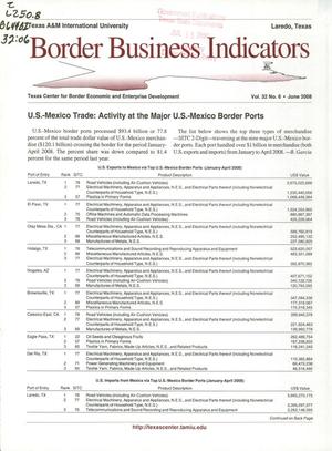 Primary view of object titled 'Border Business Indicators, Volume 32, Number 6, June 2008'.
