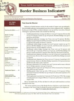 Border Business Indicators, Volume 20, Number 10, October 1996