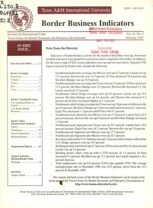 Border Business Indicators, Volume 21, Number 2, February 1997
