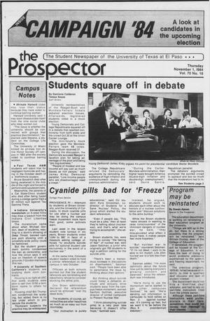 Primary view of object titled 'The Prospector (El Paso, Tex.), Vol. 70, No. 18, Ed. 1 Thursday, November 1, 1984'.
