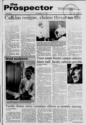 The Prospector (El Paso, Tex.), Vol. 72, No. 4, Ed. 1 Thursday, September 11, 1986