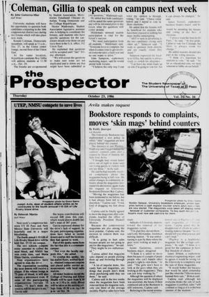 The Prospector (El Paso, Tex.), Vol. 72, No. 16, Ed. 1 Thursday, October 23, 1986