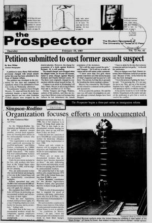 The Prospector (El Paso, Tex.), Vol. 72, No. 41, Ed. 1 Thursday, February 19, 1987