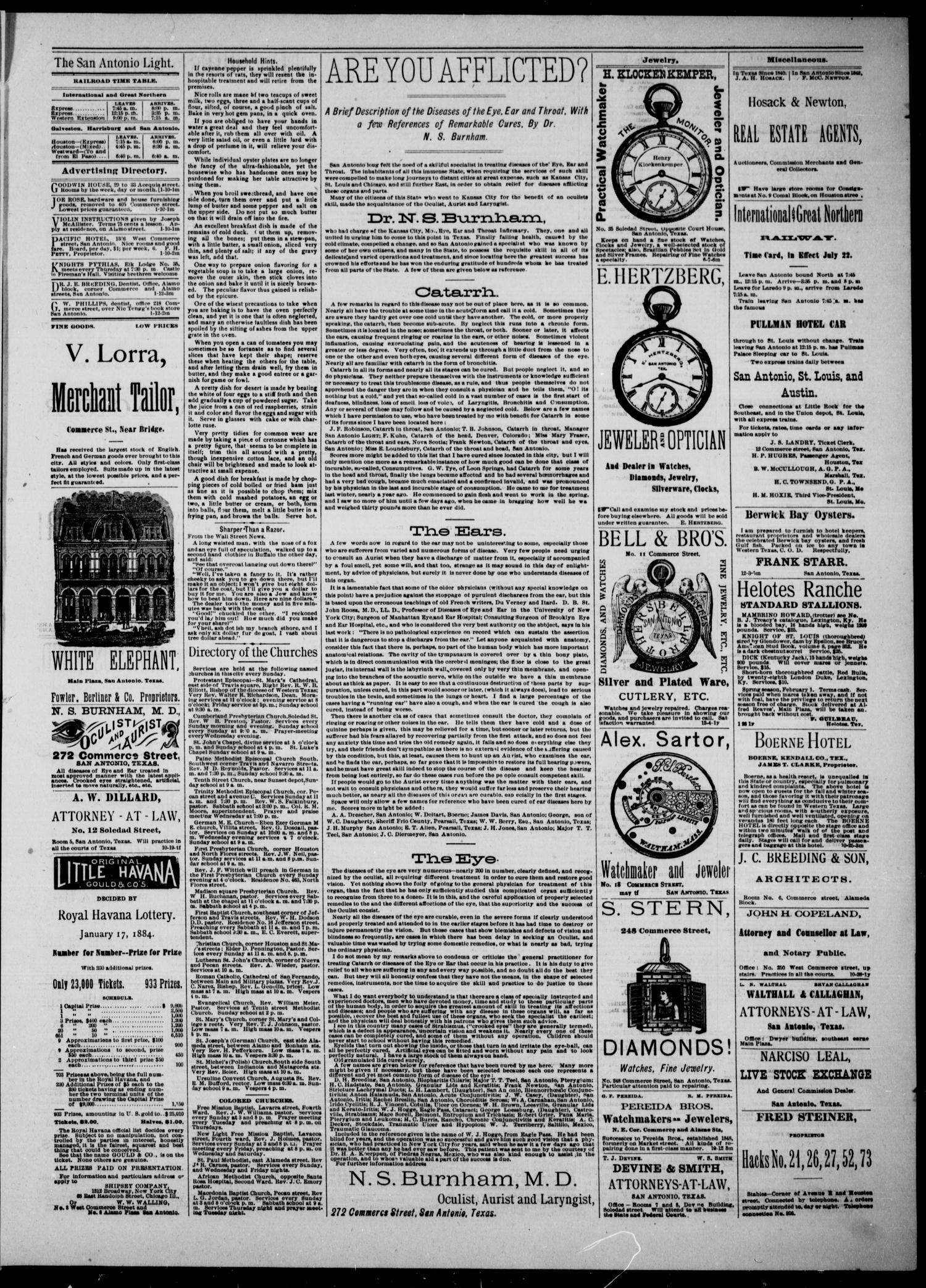 The San Antonio Light (San Antonio, Tex.), Vol. 4, No. 14, Ed. 1, Wednesday, January 16, 1884
                                                
                                                    [Sequence #]: 3 of 4
                                                