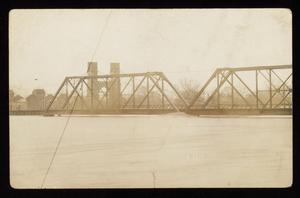 Primary view of object titled '[Waco Suspension Bridge During a Brazos River Flood]'.