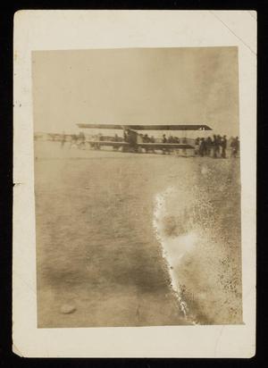 Primary view of object titled '[Charles Walsh's Biplane, Near Take Off]'.