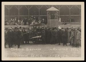 Primary view of object titled '[Crowd Inspecting Charles Walsh's Biplane #1]'.