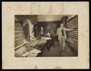 Primary view of object titled '[Fannin County Clerk's Office, Four Workers]'.