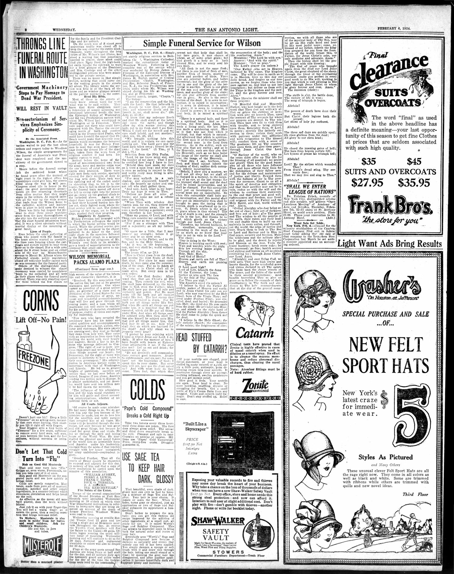 The San Antonio Light (San Antonio, Tex.), Vol. 44, No. 18, Ed. 1 Wednesday, February 6, 1924
                                                
                                                    [Sequence #]: 2 of 20
                                                