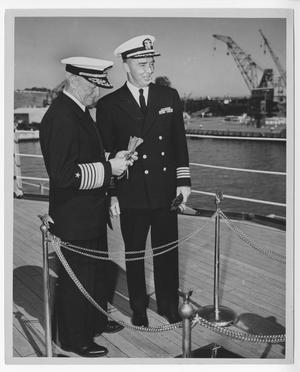 [Fleet Admiral Chester W. Nimitz and Captain Robert T. S. Keith Aboard the U.S.S. Missouri]