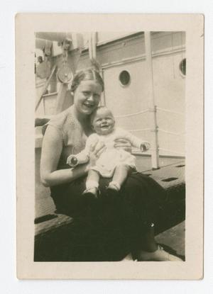 [Kate Nimitz Holds Mary Nimitz on Board the U.S.S. Rigel]