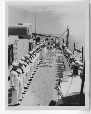 [Captain Chester W. Nimitz Walking Between Two Rows of Enlisted U.S. Navy Men, #2]