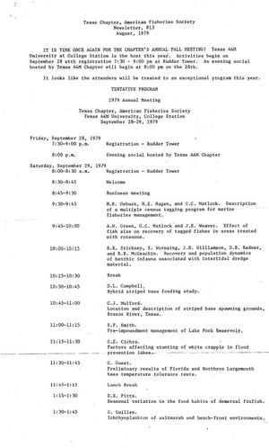 Primary view of object titled 'The Newsletter of the Texas Chapter of the American Fisheries Society, Number 13, August 1979'.
