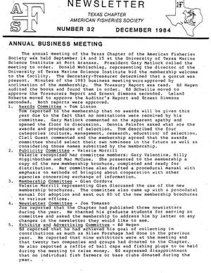 The Newsletter of the Texas Chapter of the American Fisheries Society, Number 32, December 1984