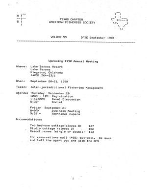 Primary view of object titled 'The Newsletter of the Texas Chapter of the American Fisheries Society, Number 55, September 1990'.