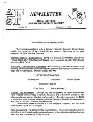 The Newsletter of the Texas Chapter of the American Fisheries Society, Number 60, December 1991