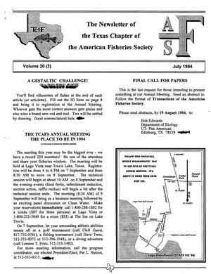 The Newsletter of the Texas Chapter of the American Fisheries Society, Volume 20, Number 3, July 1994