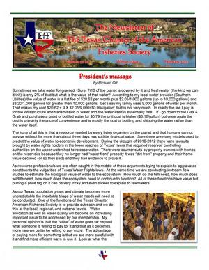 Primary view of object titled 'The Newsletter of the Texas Chapter of the American Fisheries Society, Volume 39, Number 1, Winter 2013'.