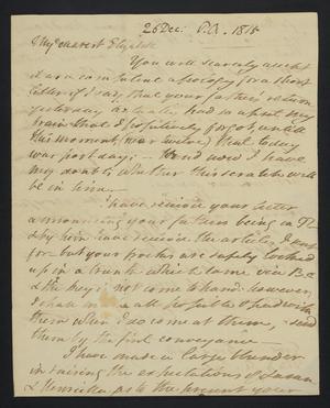 Primary view of object titled '[Letter from Elizabeth Upshur Teackle to her daughter Elizabeth Ann Upshur Teackle, December 26, 1815]'.