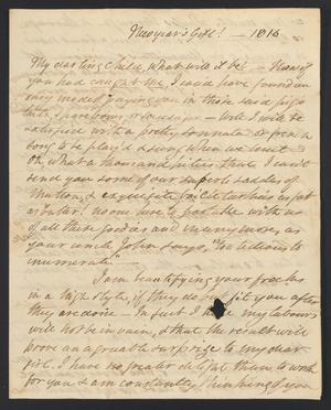 Primary view of object titled '[Letter from Elizabeth Upshur Teackle, to her daughter Elizabeth Ann Upshur Teackle, January 1, 1816'.