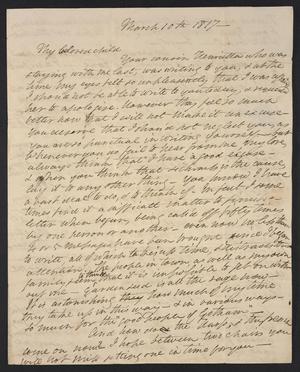 Primary view of object titled '[Letter from Elizabeth Upshur Teackle to her daughter, Elizabeth Ann Upshur Teackle, March 10, 1817]'.