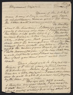 Primary view of object titled '[Letter from Elizabeth Upshur Teackle to her daughter, Elizabeth Ann Upshur Teackle, March 17, 1817]'.