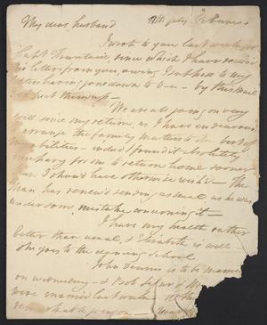 [Letter from Elizabeth Upshur Teackle to her husband, Littleton D. Teackle, July 12, c. 1817]