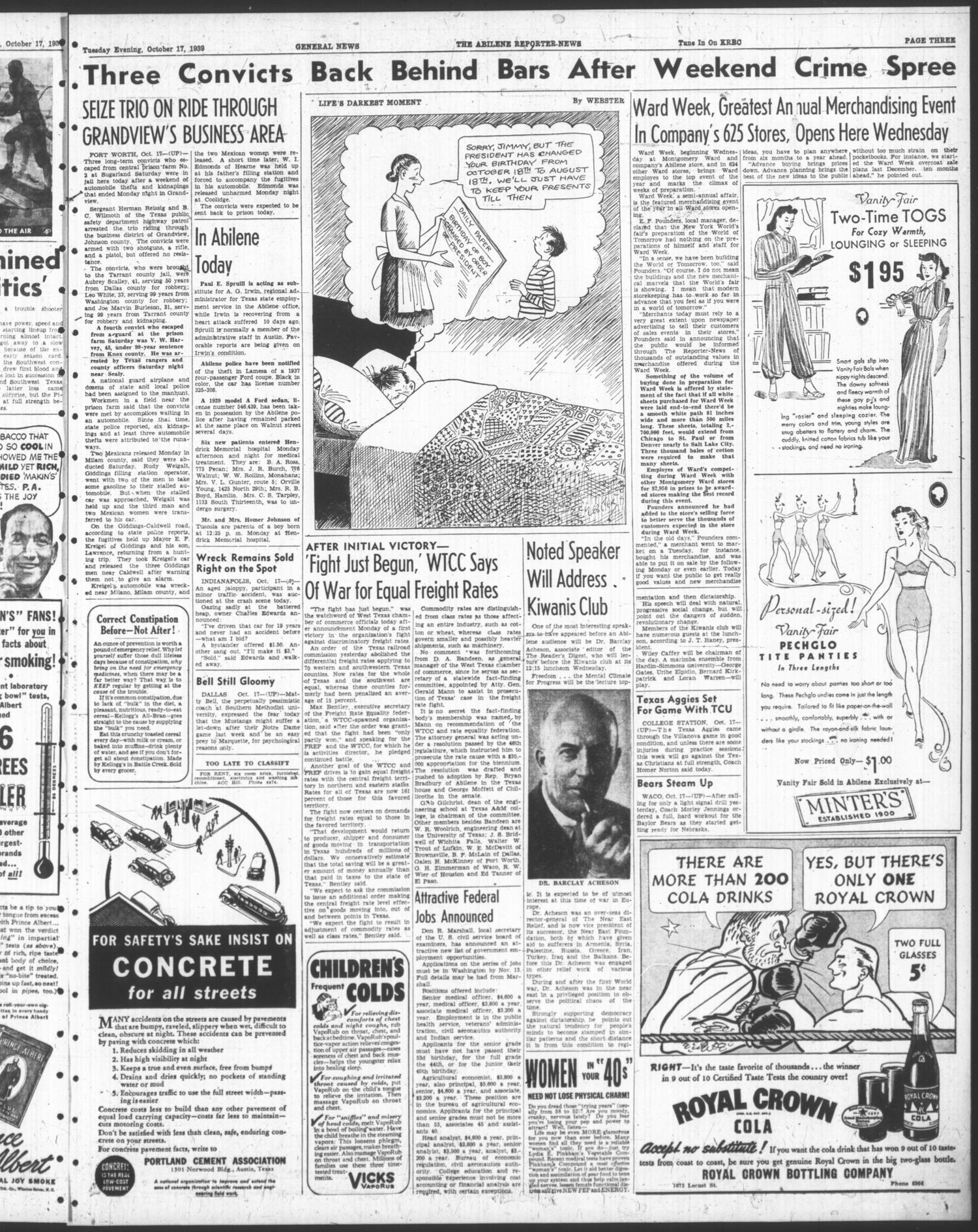 The Abilene Reporter-News (Abilene, Tex.), Vol. 59, No. 139, Ed. 2 Tuesday, October 17, 1939
                                                
                                                    [Sequence #]: 3 of 12
                                                