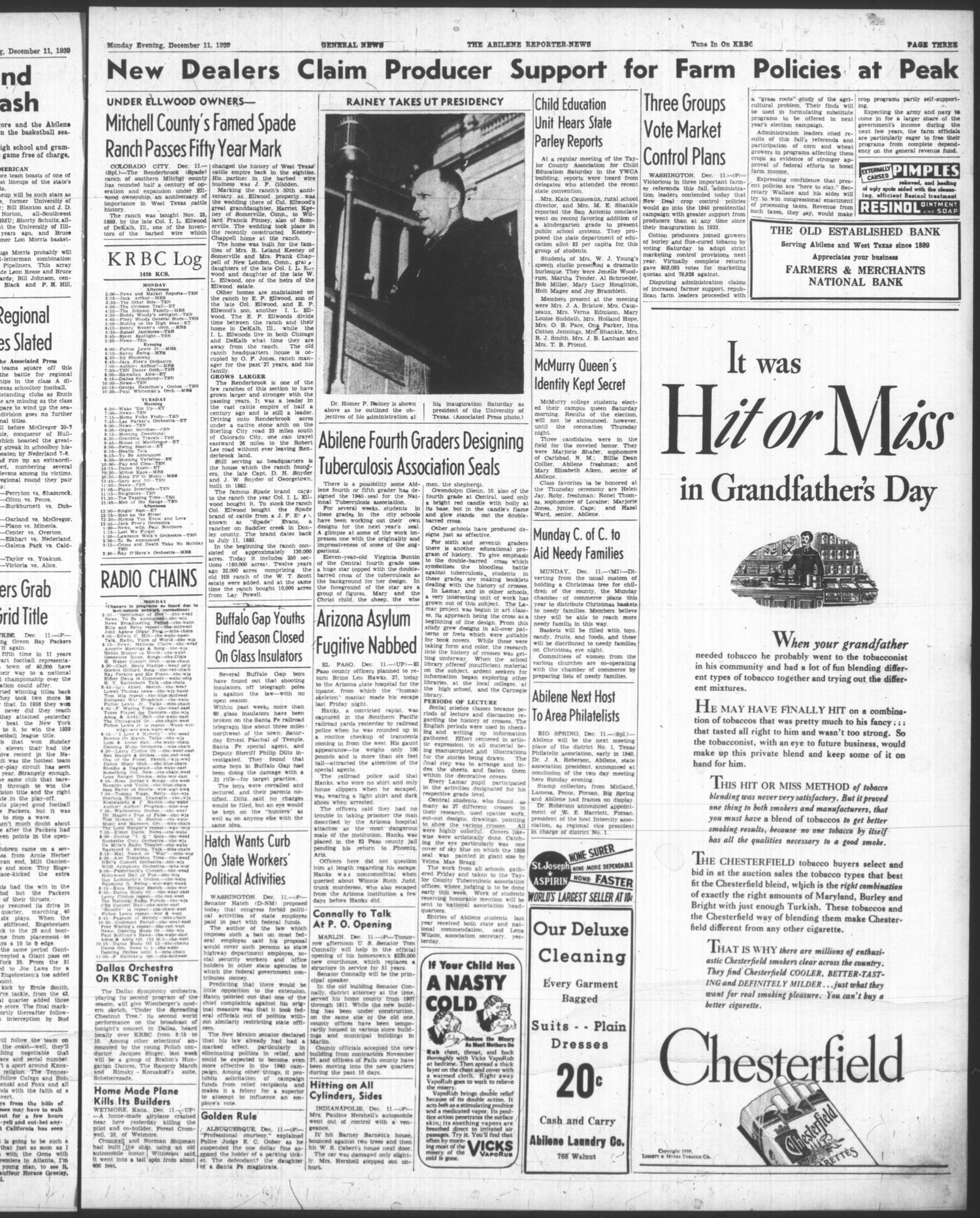 The Abilene Reporter-News (Abilene, Tex.), Vol. 59, No. 194, Ed. 1 Monday, December 11, 1939
                                                
                                                    [Sequence #]: 3 of 10
                                                