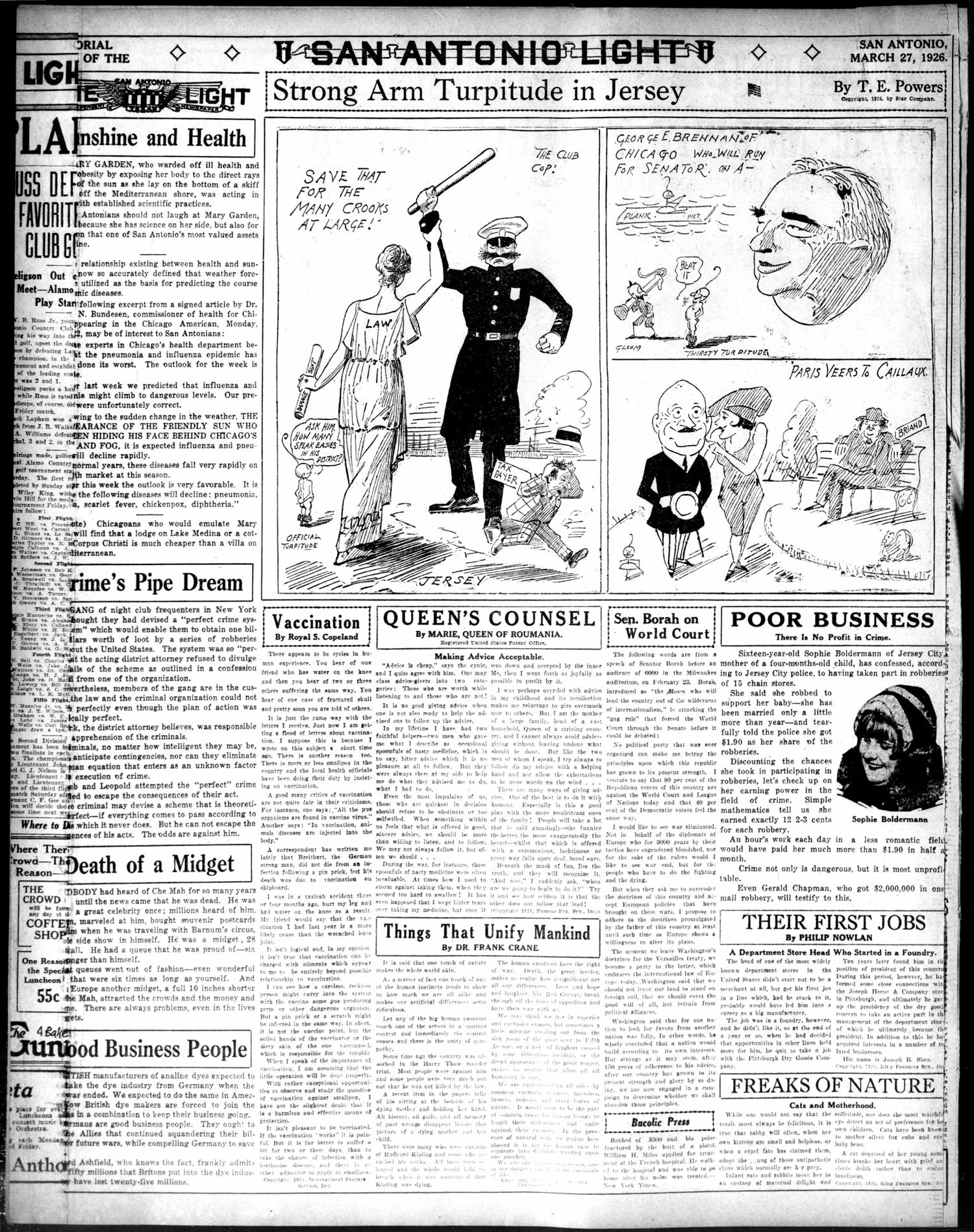 The San Antonio Light (San Antonio, Tex.), Vol. 46, No. 68, Ed. 1 Saturday, March 27, 1926
                                                
                                                    [Sequence #]: 6 of 12
                                                