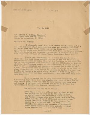 Primary view of object titled '[Letter from Cecelia McKie to Edward P. Bailey - May 6, 1943]'.