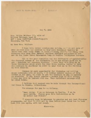 [Letter from Cecelia McKie to Lillie Balfour - May 7, 1943]