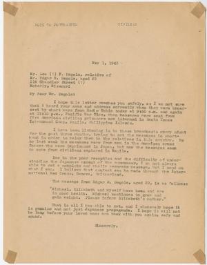 Primary view of object titled '[Letter from Cecelia McKie to R. F. Begole - May 1, 1943]'.