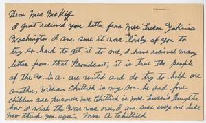 Primary view of object titled '[Postal Card from Mrs. A. Chittick to Cecelia McKie - July 19, 1943]'.