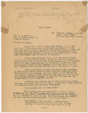 Primary view of object titled '[Letter from Cecelia McKie to R. L. Dwyer - May 9, 1943]'.