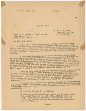 Primary view of object titled '[Letter from Cecelia McKie to Mrs. H. W. Knox - May 10, 1943]'.