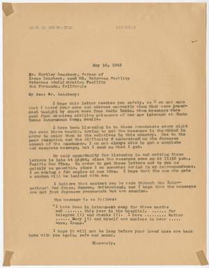 Primary view of object titled '[Letter from Cecelia McKie to Hartley Lansbery - May 10, 1943]'.