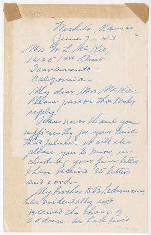 [Letter from Laurel E. Weiskind to Cecelia McKie - June 7, 1943]