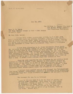 [Letter from Cecelia McKie to Mrs. W. R. Lowry - May 10, 1943]