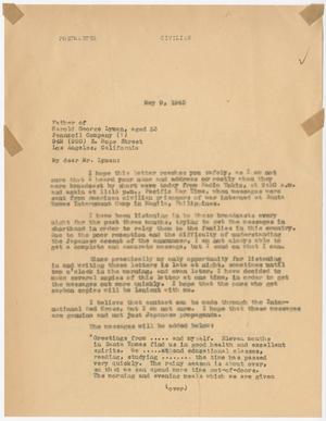 Primary view of object titled '[Letter from Cecelia McKie to Mr. Lyman - May 9, 1943]'.