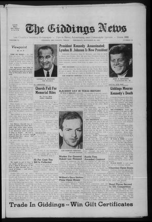 The Giddings News (Giddings, Tex.), Vol. 74, No. 52, Ed. 1 Thursday, November 28, 1963