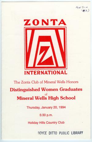 [The Zonta Club of Mineral Wells--a Program, 1994]