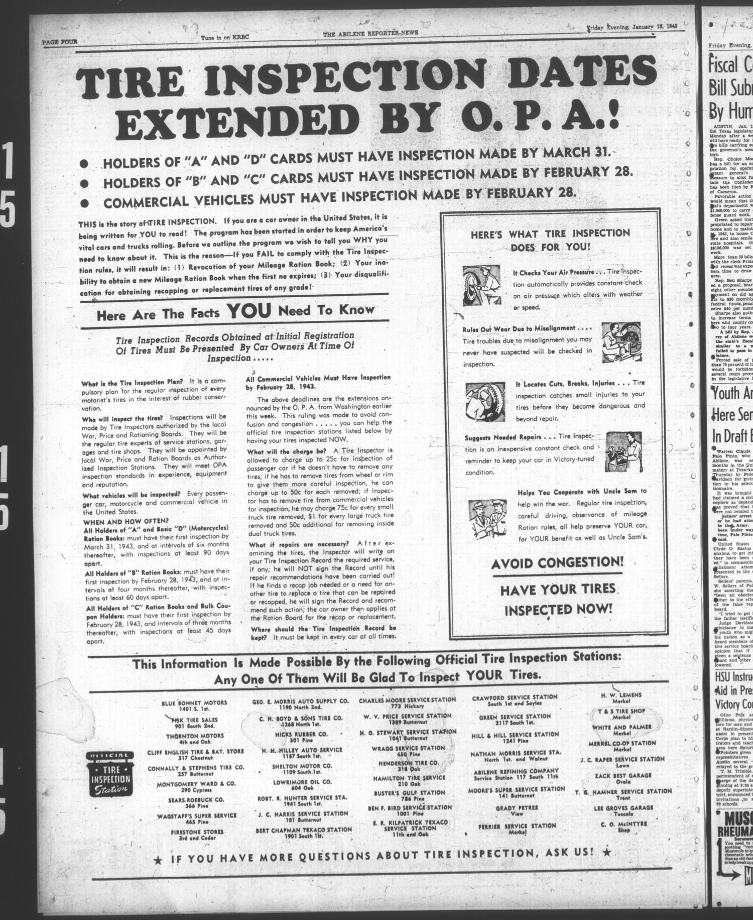 The Abilene Reporter-News (Abilene, Tex.), Vol. 62, No. 205, Ed. 2 Friday, January 15, 1943
                                                
                                                    [Sequence #]: 4 of 14
                                                