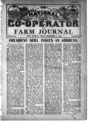 The National Co-operator and Farm Journal (Fort Worth, Tex.), Vol. 30, No. 6, Ed. 1 Thursday, December 3, 1908
