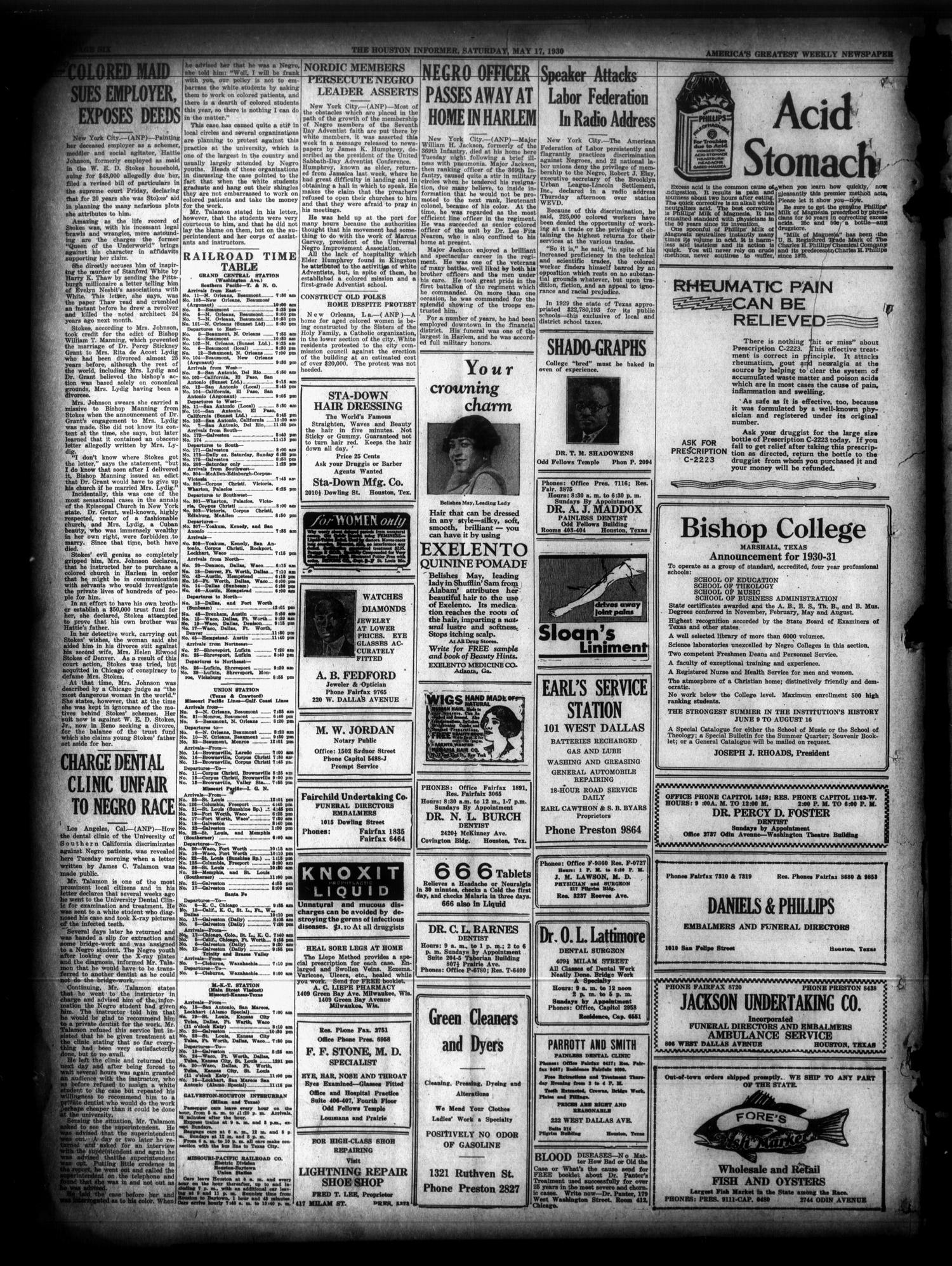 The Houston Informer (Houston, Tex.), Vol. 11, No. [51], Ed. 1 Saturday, May 17, 1930
                                                
                                                    [Sequence #]: 6 of 8
                                                