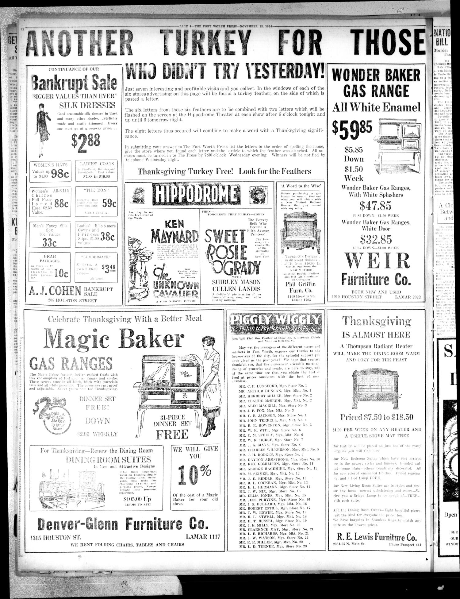The Press (Fort Worth, Tex.), Vol. 6, No. 44, Ed. 2 Tuesday, November 23, 1926
                                                
                                                    [Sequence #]: 4 of 14
                                                