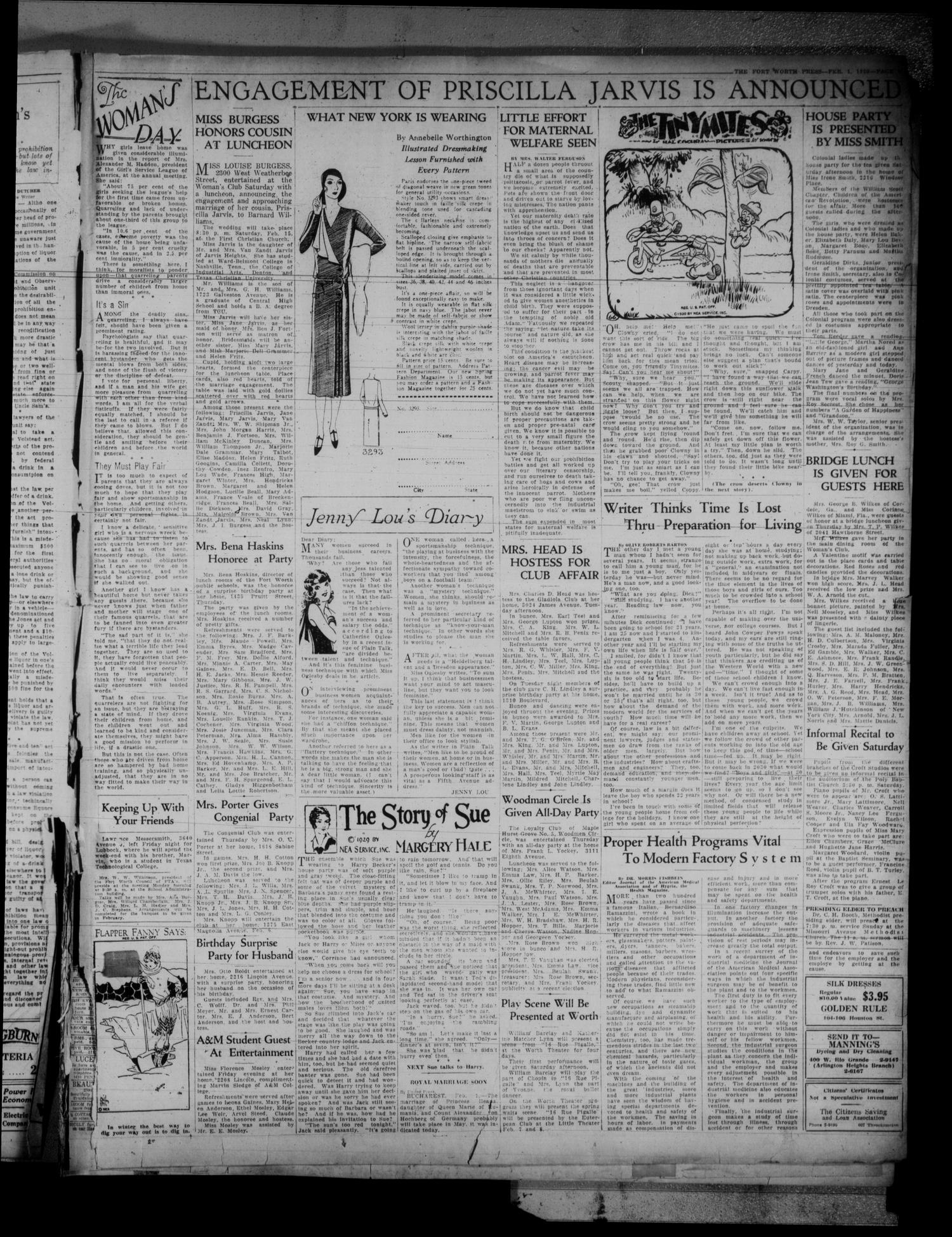 The Fort Worth Press (Fort Worth, Tex.), Vol. [9], No. [106], Ed. 1 Saturday, February 1, 1930
                                                
                                                    [Sequence #]: 3 of 10
                                                