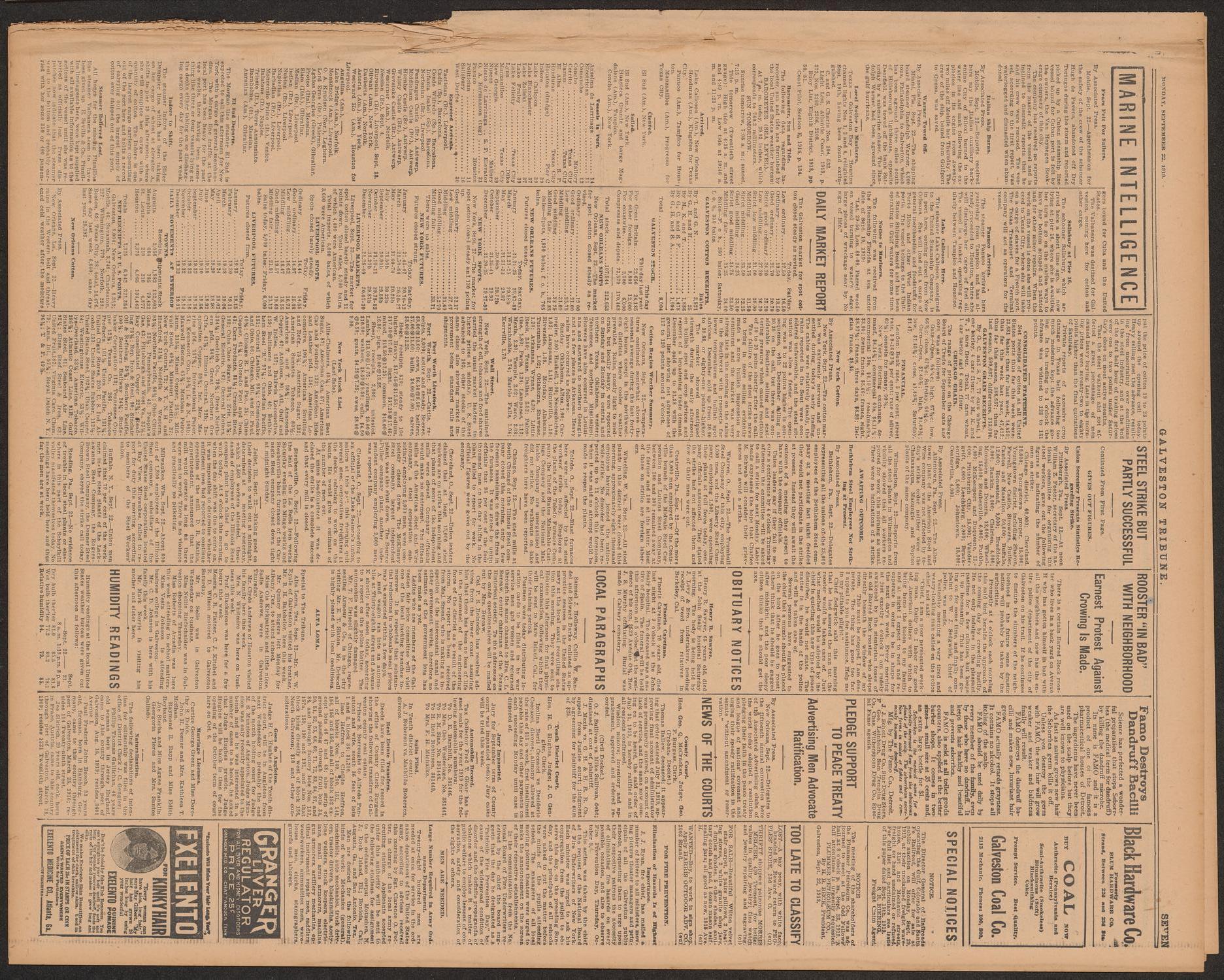 Galveston Tribune. (Galveston, Tex.), Vol. 39, No. 257, Ed. 1 Monday, September 22, 1919
                                                
                                                    [Sequence #]: 7 of 10
                                                