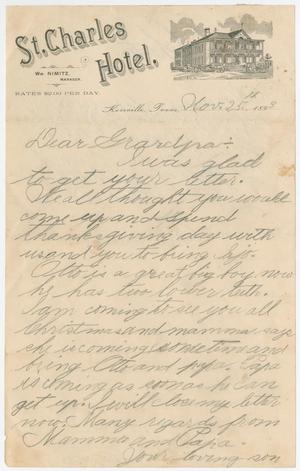 Primary view of object titled '[Letter from Chester W. Nimitz to his Grandfather, November 25, 1893]'.