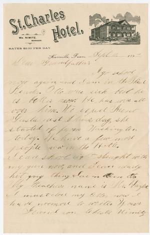 Primary view of object titled '[Letter from Chester W. Nimitz to his Grandfather, September 10, 1894]'.